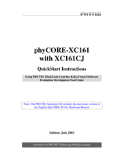 Phytec phyCORE-XC161 Quick Start Instructions
