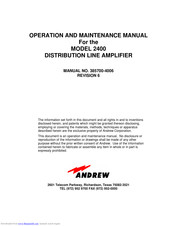 Andrew 2400 Operation And Maintenance Manual