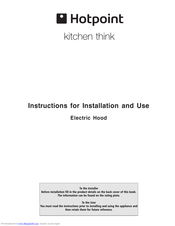 Hotpoint 4773326 Instructions For Installation And Use Manual