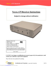 Novra A75 ATSC Instructions Manual