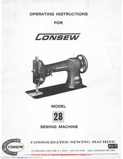 Consew 28 Operating Instructions Manual