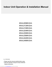 Haier MVAL012MV2AA Operation & Installation Manual