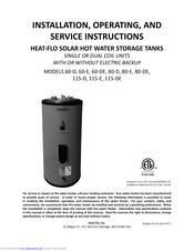 Heat-Flo 60-E Installation, Operating And Servicing Instructions