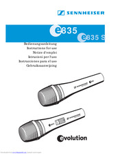 Sennheiser evolution e 835 Instructions For Use Manual