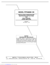 MPD Technologies FFPA8689-120 Installation, Operation And Maintenance Instructions