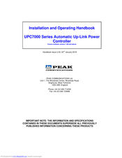 PEAK COMMUNICATIONS UPC7000  Series Installation And Operating Handbook