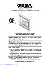 Desa E32LH Owner's Operation And Installation Manual