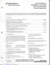 Motorola Spectra A3 Manual Supplement