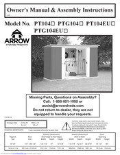 Arrow Storage Products PTG104EU Owner's Manual & Assembly Instructions