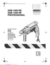 Bosch GSB 1300 RE PROFESSIONAL Operating Instructions Manual