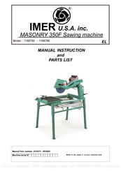 IMER USA 1188796 Manual Instruction And Parts List
