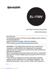 Sharp EL-1750V Operation Manual