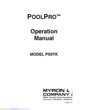 Myron L POOLPRO PS9TK Operation Manual
