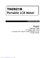 Changzhou Tonghui Electronic TH2821B Operation Manuals