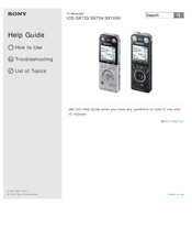 Sony ICD-SX733 Help Manual