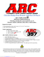 ARC ARC-CDJPLAYER Installation Manual