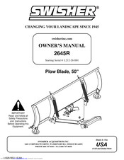Swisher 2645R ROLLED PLOW BLADE Owner's Manual