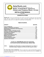 Solar Roofs Fireball 20014 Installation Manual
