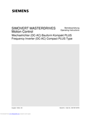 Siemens SIMOVERT MASTERDRIVES Operating Instructions Manual