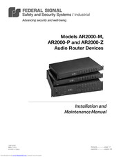 Federal Signal Corporation AR2000-Z Installation And Maintenance Manual