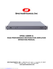 SpectraDynamics HPDA-100RM-A Operating Manual