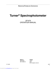 Barnstead Thermolyne Corporation Turner SP-870 Operation Manual