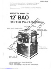 Wadkin 12 inch BAO Instruction Manual