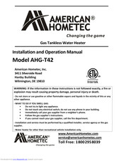 American Hometec AHG-T42-LP Installation And Operation Manual