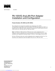 Cisco PA-100VG Installation And Configuration Manual