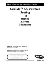Invacare Formula Owner's Operator And Maintenance Manual