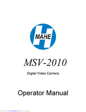 Mahe MSV-2010 Operator's Manual