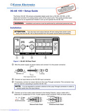 Extron electronics 3G-AE 100 Setup Manual