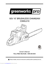 Greenworks pro CS60L210 Manuals 