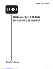 Toro Reelmaster 5 Blade Operator's Manual