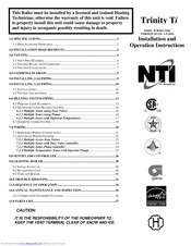 NTI Trinity Ti 400 Installation And Operation Instructions Manual