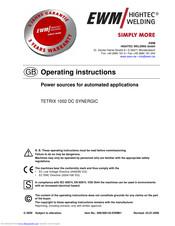 EWM TETRIX 1002 DC SYNERGIC Operating Instructions Manual