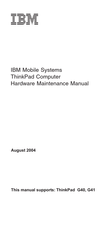IBM ThinkPad G40 Series Hardware Maintenance Manual