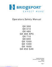 Bridgeport GX 1600 Operators Safety Manual