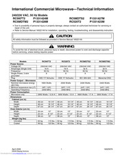 Amana Menumaster P1331424M Technical Information