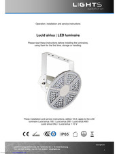 Lights Lucid sirius 190 Operation, Installation And Service Instructions
