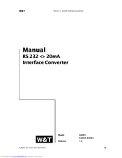 W&T 84001 Manual