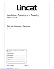 Lincat CT1 Installation, Operating And Servicing Instructions