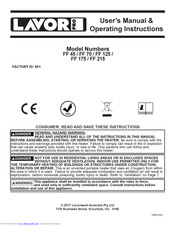 LavorPro FF 215 User's Manual & Operating Instructions