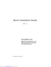 Arbor Technology EmCORE-i315 Quick Installation Manual