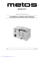Metos Rowlett 8 Installation And Operation Manual