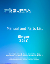 Singer 321C - Instruction Manual And Parts List