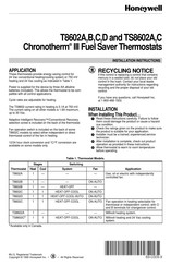 Honeywell Chronotherm III TS8602C Installation Instructions Manual