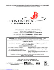 Continental Fireplaces CDVS 280-P Installation And Operation Instructions Manual