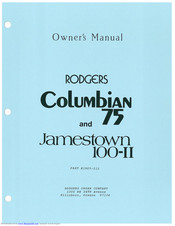 Rodgers Columbian 75 Owner's Manual