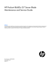 HP ProLiant BL685c G7 Maintenance And Service Manual